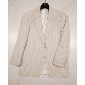 Hugo boss blazer mens seersucker 40R Timeless Peak Lapel Two Button Cotton Blend